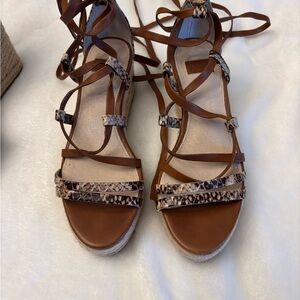 Louise et Cie Brown Sandals with Animal Print Straps